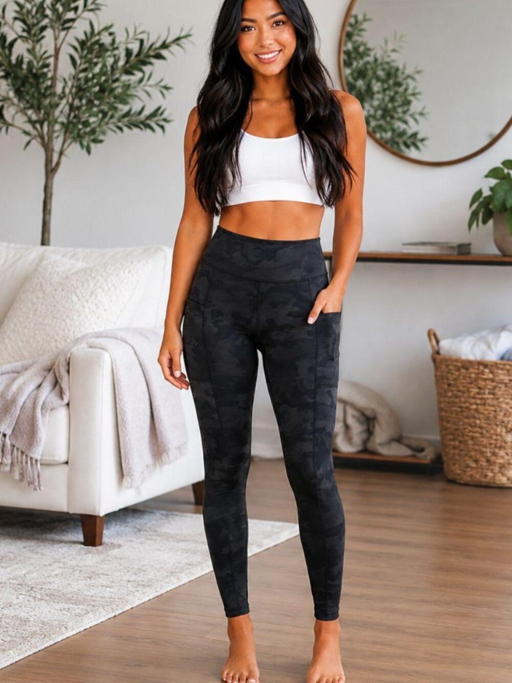 AEROPOSTALE Flex High-Rise Black Gray Camo Ankle Leggings - Size Small